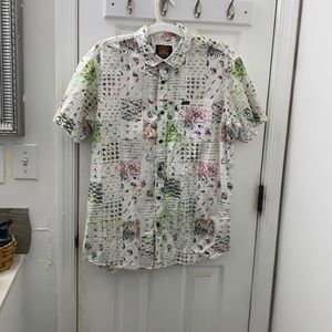 Christian fletcher + RVCA LARGE short sleeve button down beach shirt
